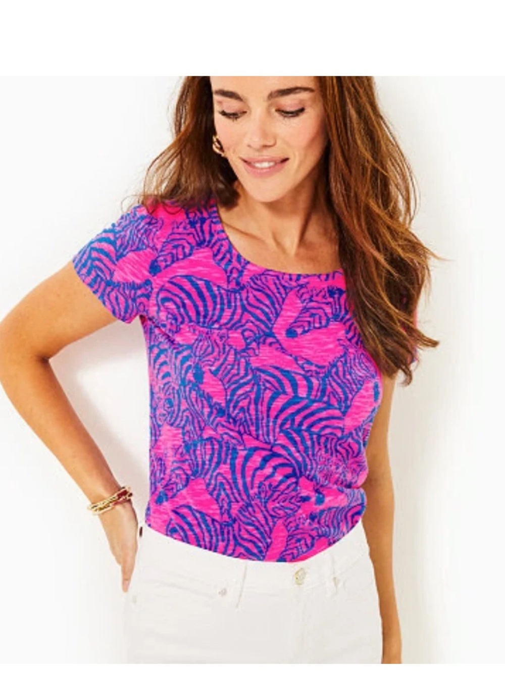 Lilly Pulitzer wild nights Zebra-Print Short Sleeve Tee